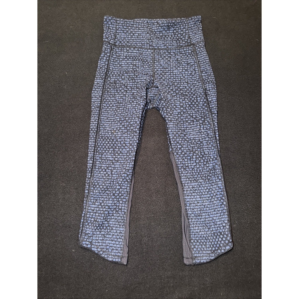 Lululemon‎ Blue Black Cropped 21" Legging Women's Size 6